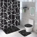 Marble Shower Curtain Waterproof Bathroom Bath Mat Set Rug Toilet Lid Covers A Shower Curtain