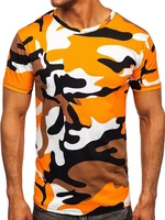 Oranžové pánské bavlněné maskáčové tričko s potiskem Bolf 14930