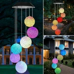 80CM Aeolian Hanging Wind Solar LED Lights Globe Lights Waterproof Chimes Powered String Lawn Garden Lamp