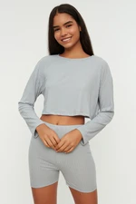 Trendyol Blue Camisole Knitted Pajamas Set