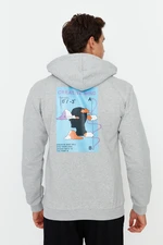 Trendyol Men's Gray Regular Fit Hoodie / Sweatshirt with Soft Pillows Trendyol Men's Gray Regular Fit Hoodie / Sweatshirt with Soft Pillows