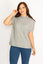 Şans Women's Plus Size Gray Camisole Fabric Crewneck Blouse