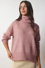 Happiness İstanbul Women's Dried Rose Turtleneck Knitwear Sweater