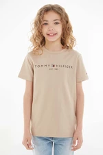 Detské bavlnené tričko Tommy Hilfiger hnedá farba