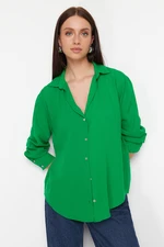 Trendyol Green Basic Oversize Wide Fit Woven Shirt