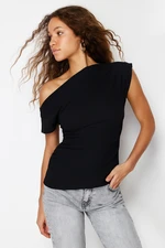 Trendyol Black Boat Neck Fitted Woven Blouse