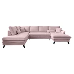 Pudroworóżowa rozkładana sofa w kształcie litery "U" Miuform Charming Charlie, lewostronna