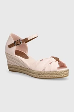 Sandály Tommy Hilfiger BASIC OPENED TOE MID WEDGE růžová barva, FW0FW04785