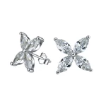 ANZIW Fashion 925 Sterling Silver Marquise Cut CZ Earring Silver Leaves Stud Earring Women Engagement Wedding Party Jewery Gifts