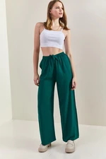 Bianco Lucci Women's Waist Belted Wide Leg Viscose Trousers