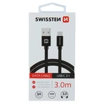 Datový kabel Swissten Textile USB/USB-C, 3,0m, černý