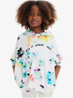Desigual Flores White Girl's Floral Hoodie - Girls
