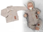Pletený svetřík s knoflíčky Boy, Baby Nellys, béžový, vel. 62 (2-3m)