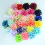 2.4" 50pcs/lot Leaf Chiffon Flowers Rose Flower for Kids Baby Girls Hair Accessory Artificial Flower Bouquet Decor Hair Flower