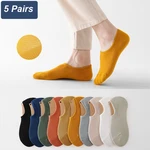 5 Pairs/Lot Summer Men's Breathable Mesh Boat Socks Solid Color Thin Invisible Sweat Absorbent Sports Pure Cotton Meias EUR38-43