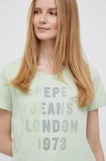 Bavlněné tričko Pepe Jeans AGNES zelená barva