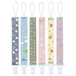 Baby Pacifier Clip Polyester Cartoon Print Dummy Chain Soothers Holder for Baby Nipple Teether Toys Holder Set of 3