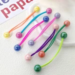 Kawaii Rubber Bands Headband Candy Color Elastic Hair Tie Simple Hair Rope With Balls For Children Girls Kids Hair Accessories
