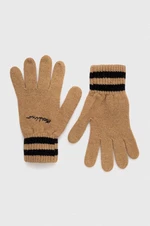 Vlněné rukavice Moschino béžová barva