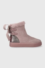 Dětské semišové zimní boty Garvalin růžová barva
