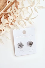 Silver flower earrings with zirconia