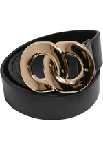 Women's belt with buckle made of synthetic leather black/gold