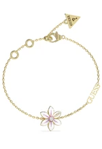 Guess Krásný pozlacený náramek s květinou White Lotus JUBB04134JWYGWH 18,5 cm