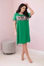 Bright green dress with leopard print
