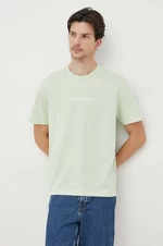 Bavlněné tričko Calvin Klein zelená barva, K10K111346