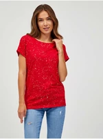 Women's red patterned T-shirt SAM 73 Heqa