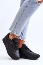 Sport shoes leather lace-up platform Black Merida