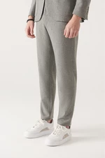 Avva Men's Gray Woolen Pants with Elastic Waist