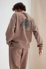 Trendyol Mink Oversize/Wide-Cut Gladiator Printed Sweatshirt