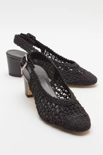 LuviShoes LOPA dámské černé pletené boty na podpatku