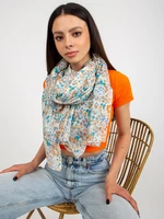 Blue and beige women's scarf made of cotton