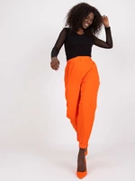 Oranžové látkové kalhoty s rovnými nohavicemi RUE PARIS