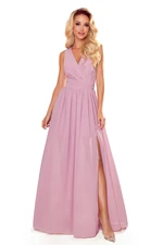 Long dress with neckline and tie Numoco
