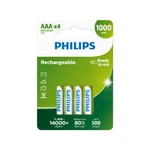 Nabíjecí mikrotužkové baterie AAA Philips MultiLife HR03 NiMH R03B4RTU10/10 950mAh