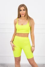 High waisted trouser set yellow neon color