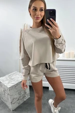 Set blouse + shorts beige
