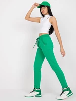 Dark green cotton sweatpants with high waist