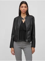 VILA Blue Black Leatherette Jacket - Ladies