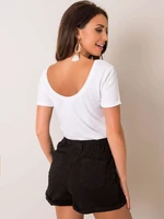 Basic white T-shirt with neckline on the back