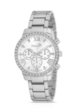 Polo Air Single Row Stone Roman Numeral Women's Wristwatch Silver Color