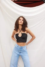 VATKALI Lace-Up Crop Top Black