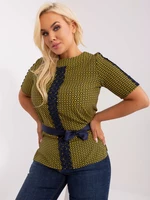 Yellow and dark blue blouse plus size with Deann lace