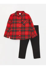 LC Waikiki Long Sleeve Plaid Patterned Baby Boy Trousers and Shirt 2-Pack