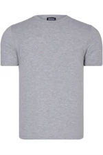 T8569 DEWBERRY BIKE COLLAR MENS T-SHIRT-PLAIN GREY