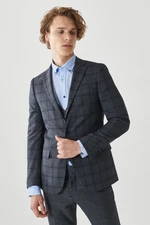ALTINYILDIZ CLASSICS Men's Navy Blue-Grey Slim Fit Slim Fit Monocollar, Checkered Classic Suit with Vest. ALTINYILDIZ CLASSICS Men's Navy Blue-Grey Slim Fit Slim Fit Monocollar, Checkered Classic Suit with Vest.
