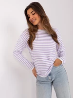 White and light purple oversize sweater with wool
